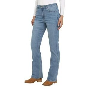WRANGLER High-Rise Bootcut Jeans Size 28 Light‎ Blue Stretch Denim Wide Leg NWT